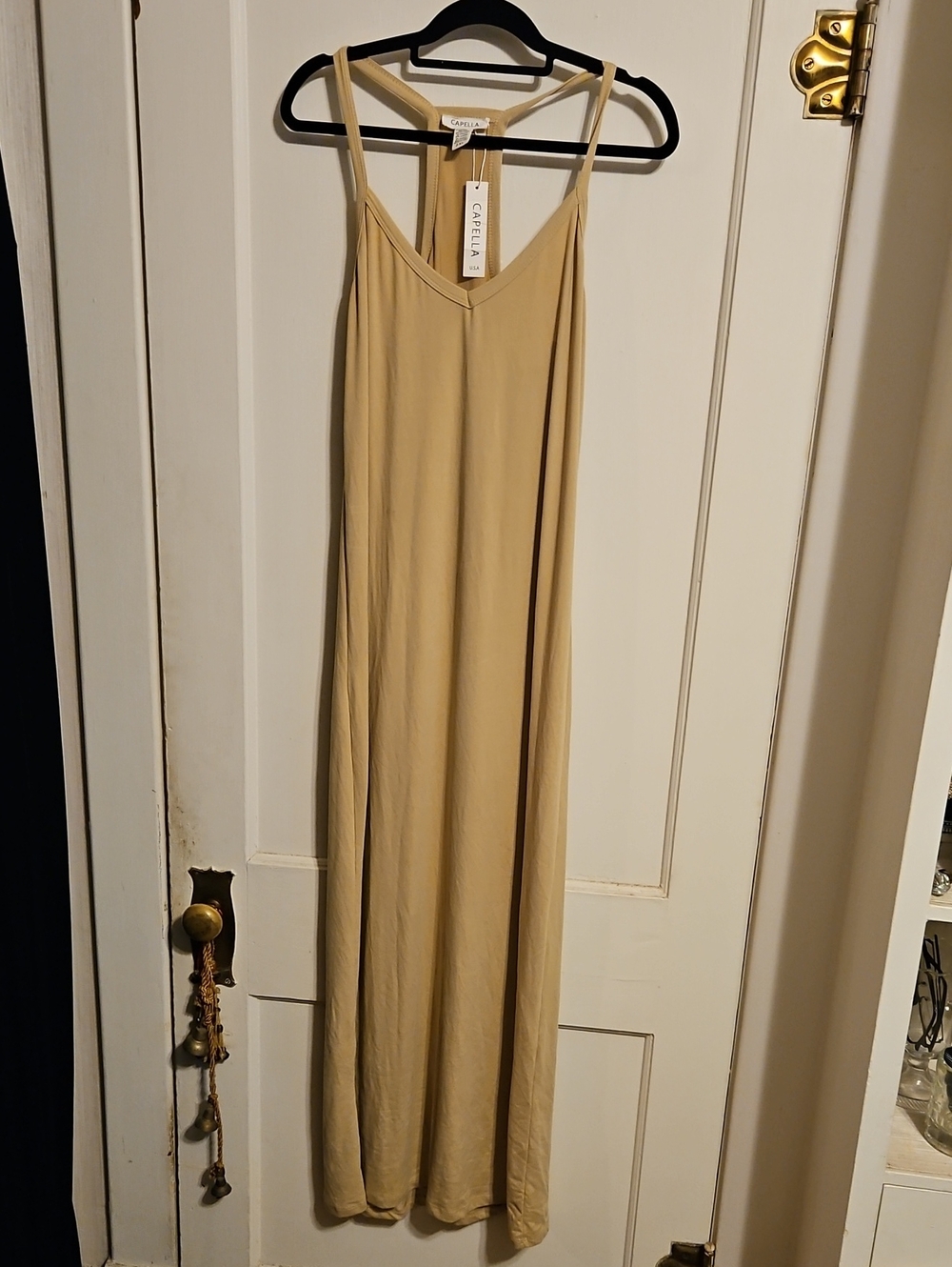 Capella Cream-Strap Maxi Slip Dress